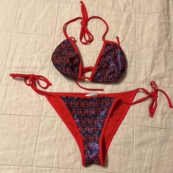 NWOT Zadig and Voltaire Iridescent Skull Bikini Top & Bottom Set - Picture 2 of 5